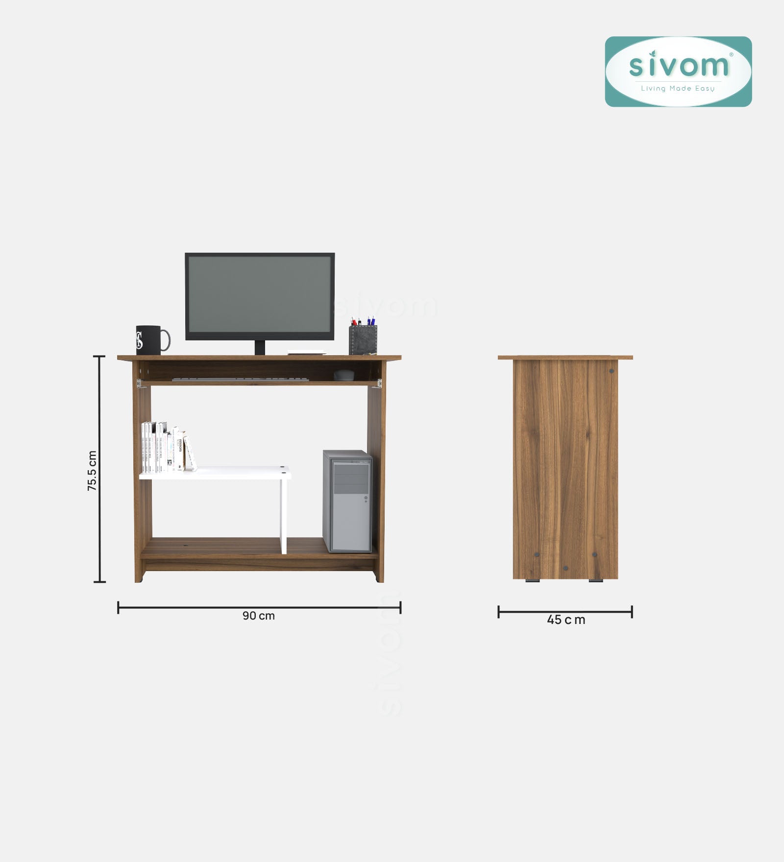 SIVOM Oasis Study/Home Office Engineered Wood Computer Desk for Modern Homes | Elegant Design & Premium Finish