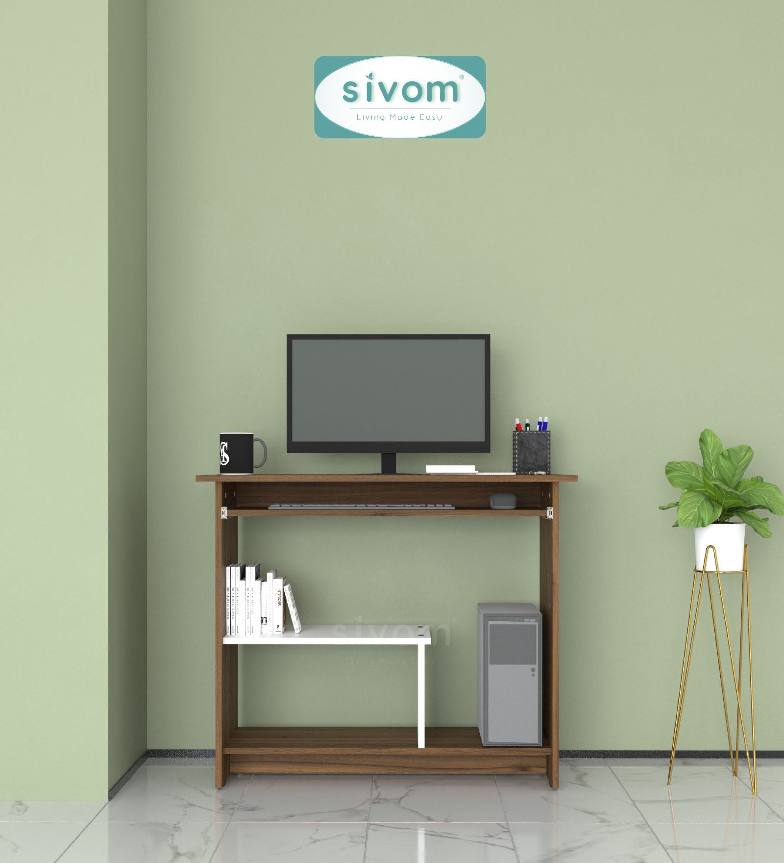 SIVOM Oasis Study/Home Office Engineered Wood Computer Desk for Modern Homes | Elegant Design & Premium Finish