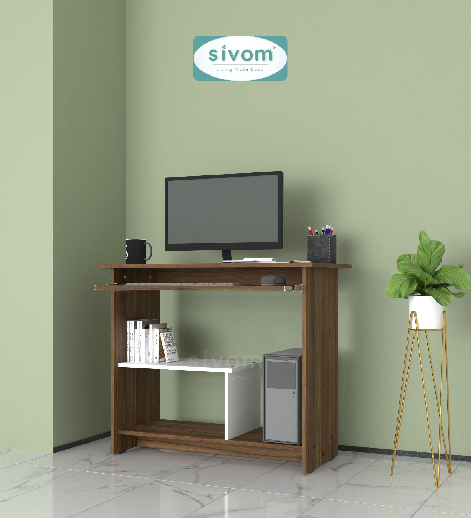 SIVOM Oasis Study/Home Office Engineered Wood Computer Desk for Modern Homes | Elegant Design & Premium Finish