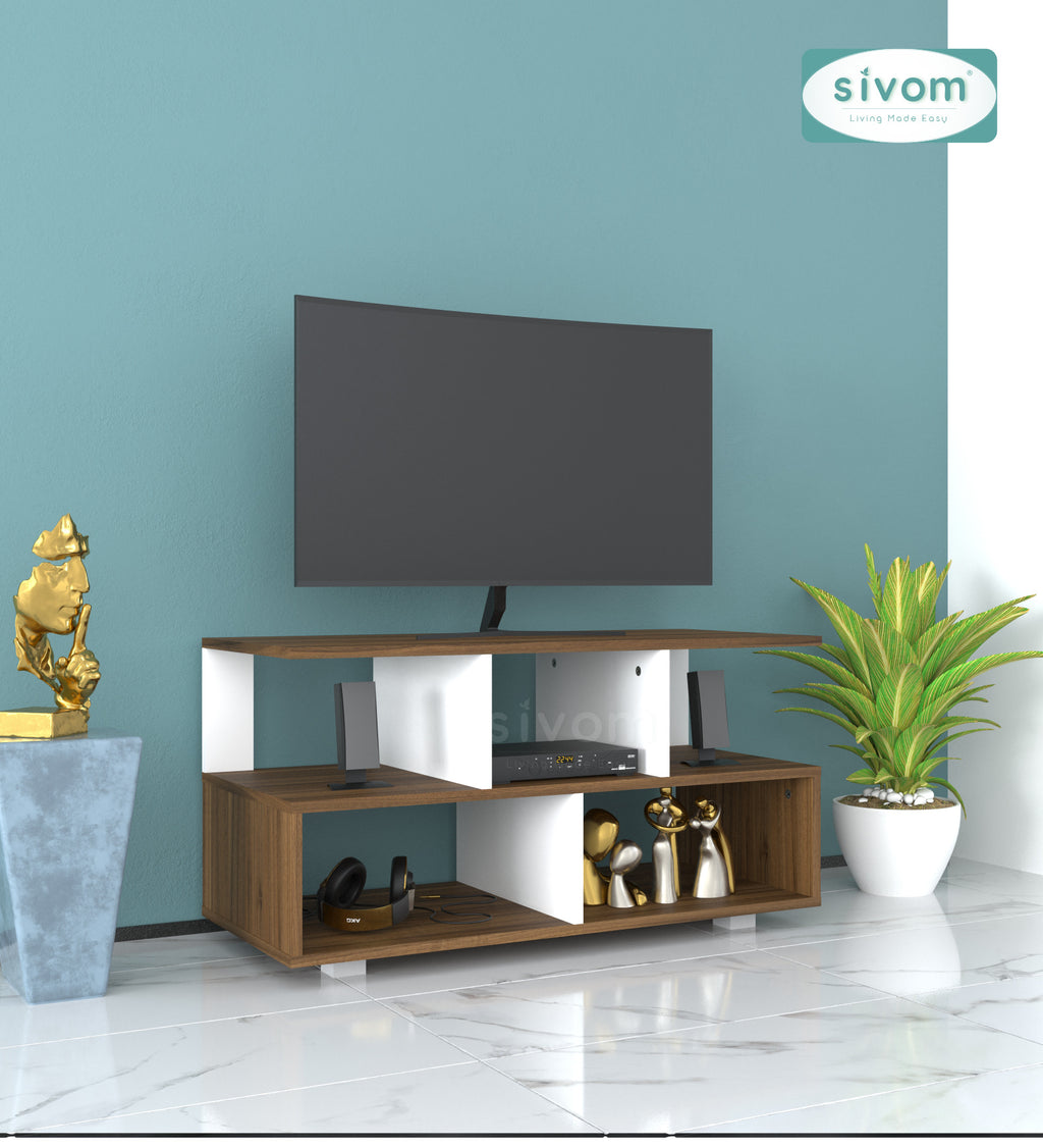 Sivom furniture SIVOM Olive Multipurpose TV Unit fits upto 43 inch with Storage Engineered Wood TV Entertainment Unit for Modern Homes | Elegant Design & Premium Finish