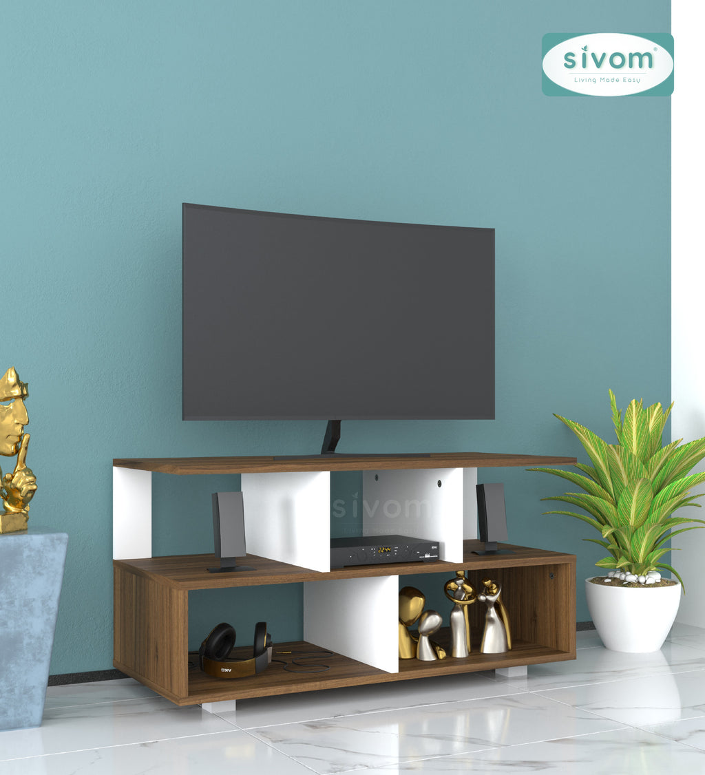 Sivom furniture SIVOM Olive Multipurpose TV Unit fits upto 43 inch with Storage Engineered Wood TV Entertainment Unit for Modern Homes | Elegant Design & Premium Finish