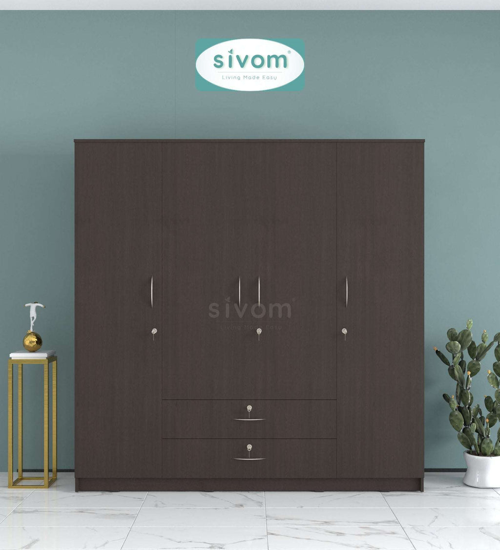 Sivom furniture SIVOM Oliver Multipurpose 4 Door Closet Engineered Wood 4 Door Wardrobe for Modern Homes | Elegant Design & Premium Finish