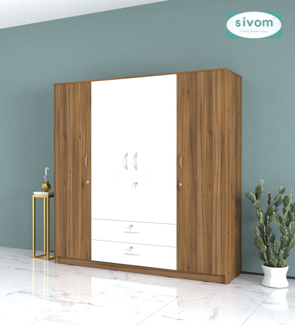 Sivom furniture SIVOM Oliver Multipurpose 4 Door Closet Engineered Wood 4 Door Wardrobe for Modern Homes | Elegant Design & Premium Finish