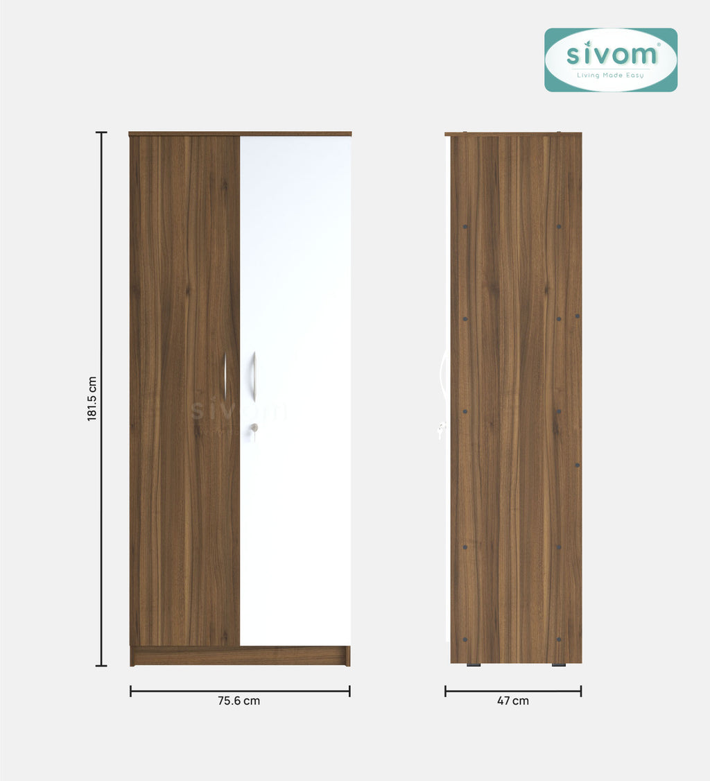 Sivom SIVOM Oliver Multipurpose 2 Door Wardrobe Engineered Wood 2 Door Wardrobe for Modern Homes | Elegant Design & Premium Finish