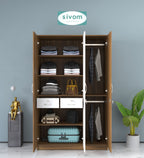 Sivom SIVOM Oliver Multipurpose 3 Door Wardrobe / Spacious Shelves with Hanging Rail Engineered Wood 3 Door Wardrobe for Modern Homes | Elegant Design & Premium Finish