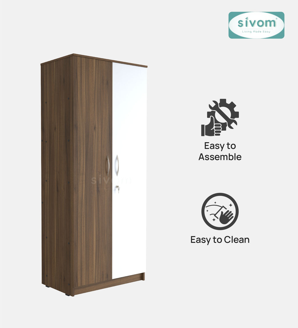Sivom SIVOM Oliver Multipurpose 2 Door Wardrobe Engineered Wood 2 Door Wardrobe for Modern Homes | Elegant Design & Premium Finish