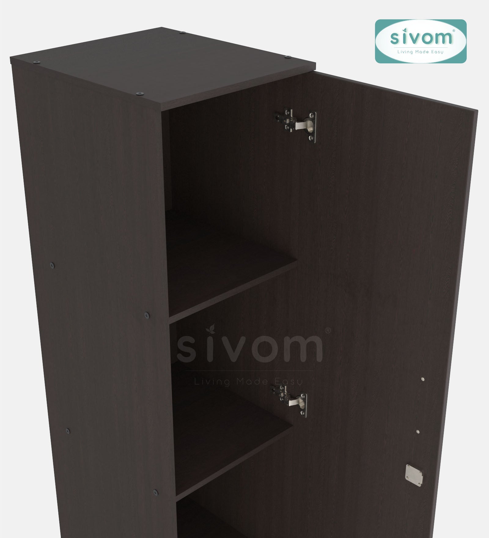 Sivom SIVOM Oliver Multipurpose 1 Door Wardrobe / Spacious 4 Shelves Engineered Wood 1 Door Wardrobe for Modern Homes | Elegant Design & Premium Finish