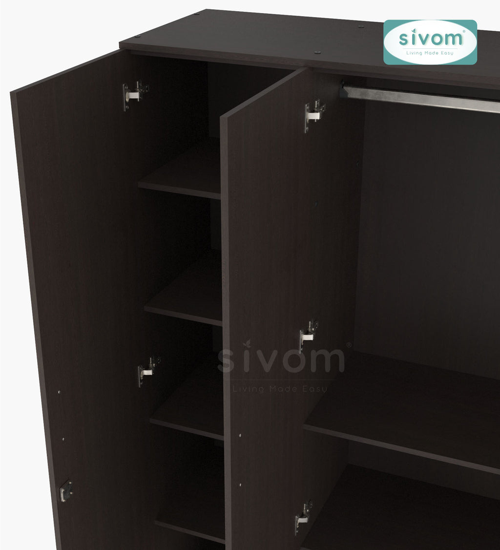 Sivom furniture SIVOM Oliver Multipurpose 4 Door Closet Engineered Wood 4 Door Wardrobe for Modern Homes | Elegant Design & Premium Finish