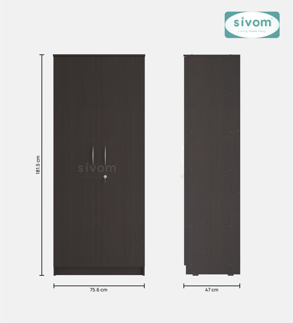 Sivom SIVOM Oliver Multipurpose 2 Door Wardrobe Engineered Wood 2 Door Wardrobe for Modern Homes | Elegant Design & Premium Finish