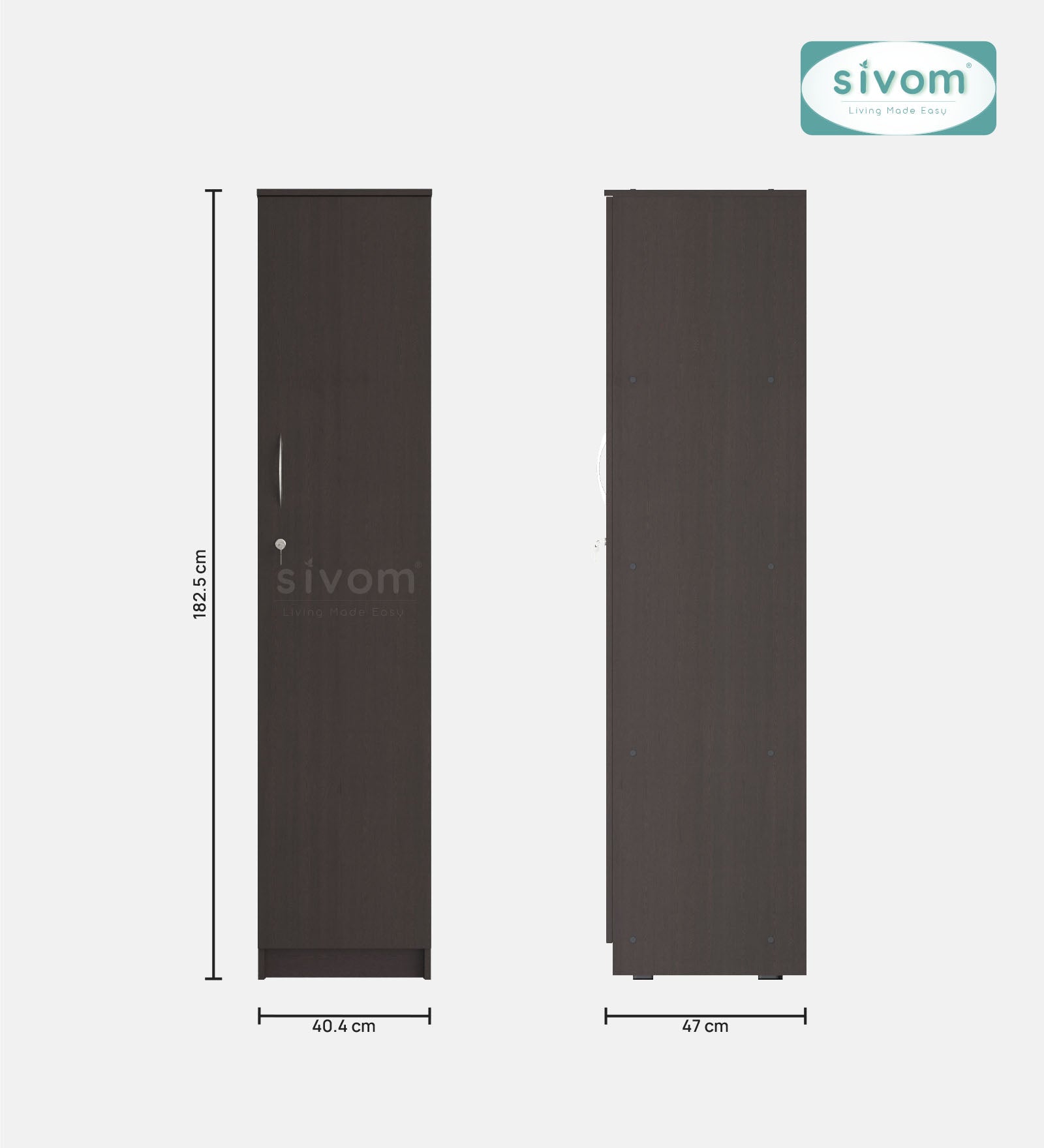 Sivom SIVOM Oliver Multipurpose 1 Door Wardrobe / Spacious 4 Shelves Engineered Wood 1 Door Wardrobe for Modern Homes | Elegant Design & Premium Finish