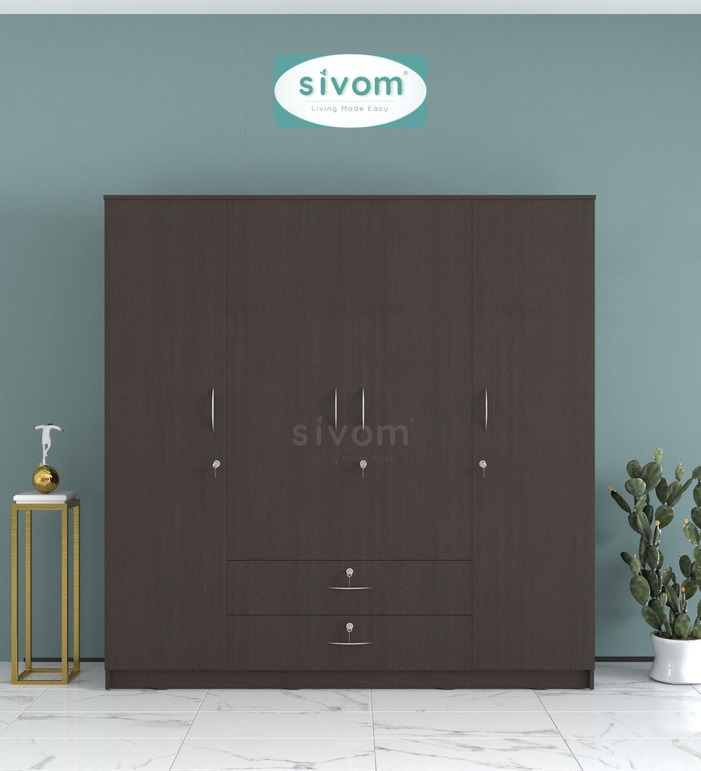 Sivom furniture SIVOM Oliver Multipurpose 4 Door Closet Engineered Wood 4 Door Wardrobe for Modern Homes | Elegant Design & Premium Finish