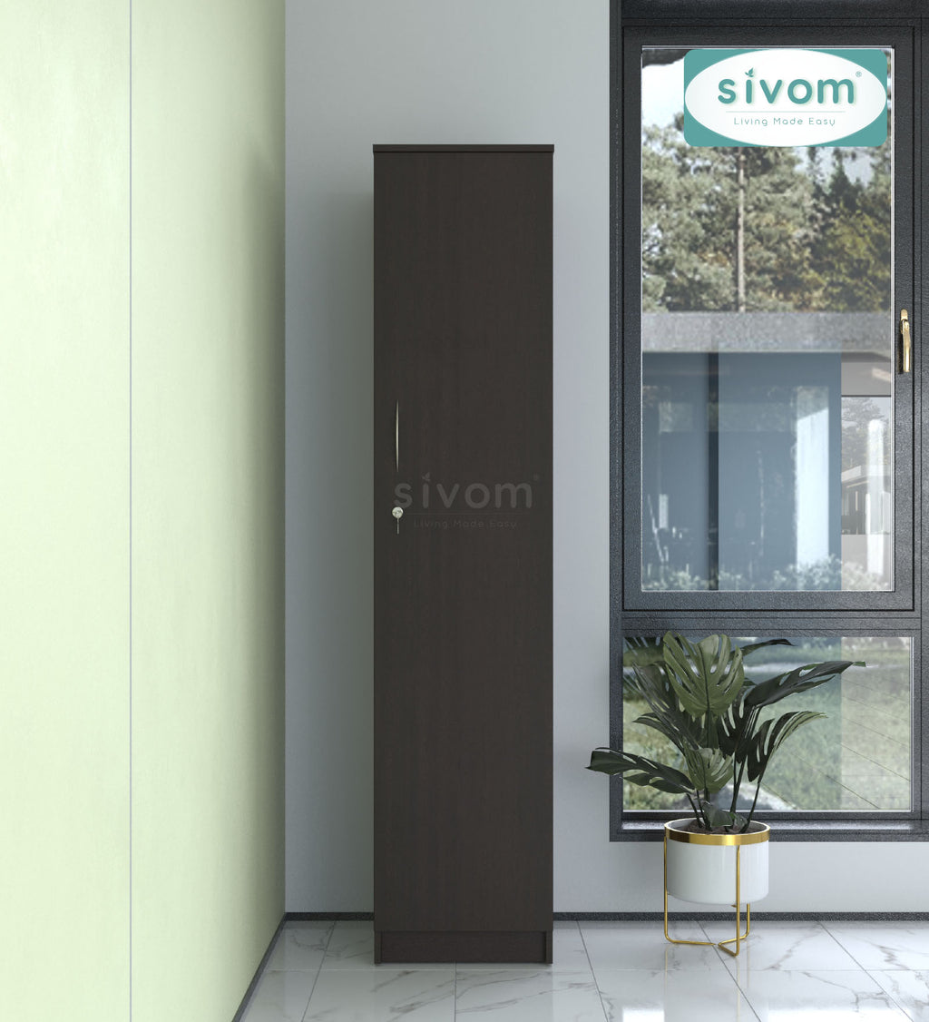 Sivom SIVOM Oliver Multipurpose 1 Door Wardrobe / Spacious 4 Shelves Engineered Wood 1 Door Wardrobe for Modern Homes | Elegant Design & Premium Finish