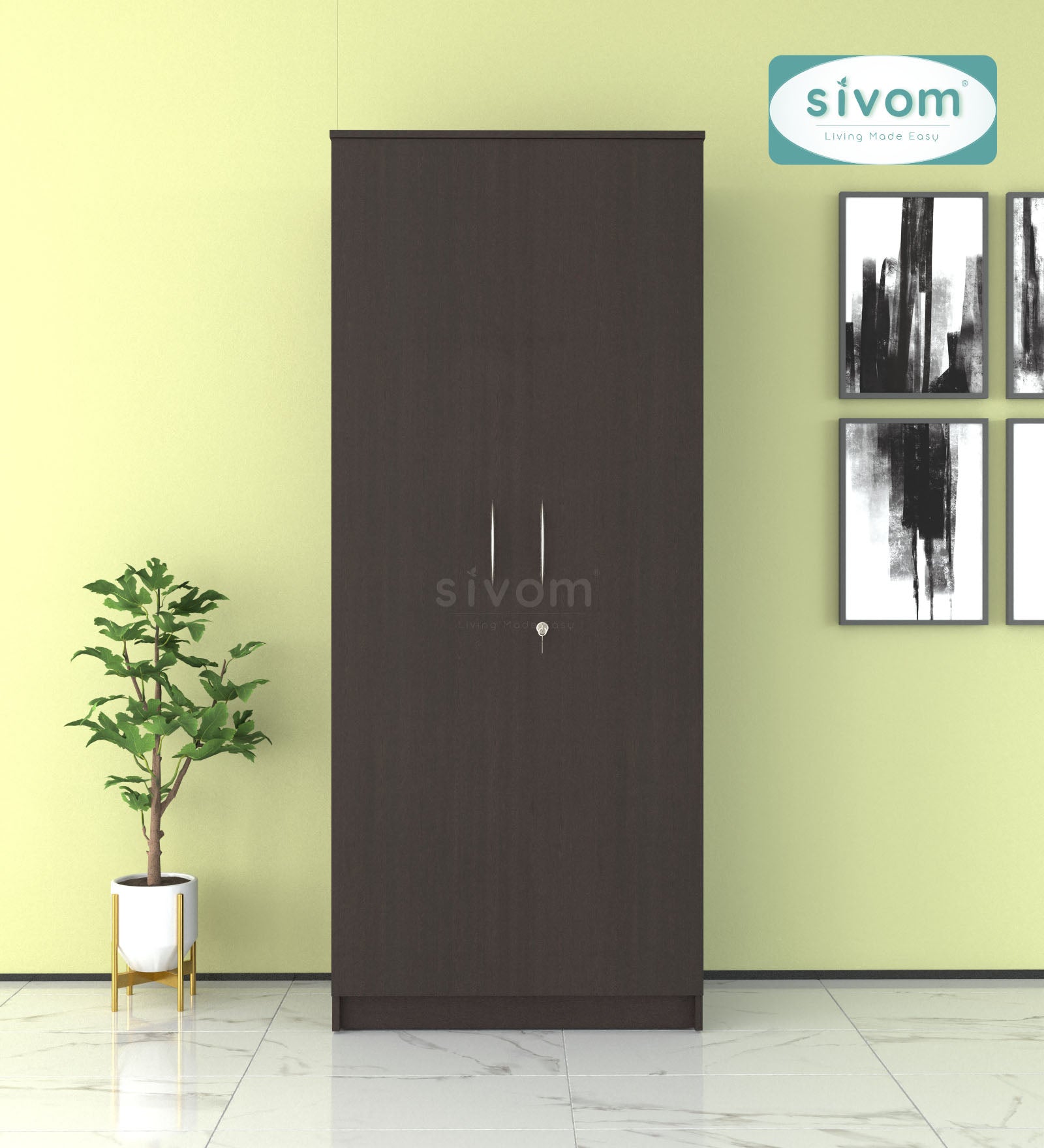 Sivom SIVOM Oliver Multipurpose 2 Door Wardrobe Engineered Wood 2 Door Wardrobe for Modern Homes | Elegant Design & Premium Finish