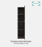 Sivom SIVOM Oliver Multipurpose 1 Door Wardrobe / Spacious 4 Shelves Engineered Wood 1 Door Wardrobe for Modern Homes | Elegant Design & Premium Finish