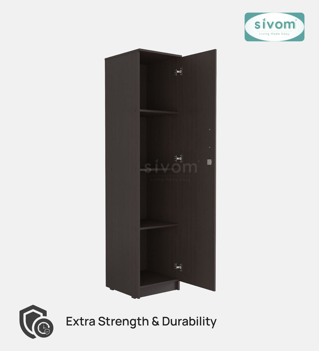 Sivom SIVOM Oliver Multipurpose 1 Door Wardrobe / Spacious 4 Shelves Engineered Wood 1 Door Wardrobe for Modern Homes | Elegant Design & Premium Finish