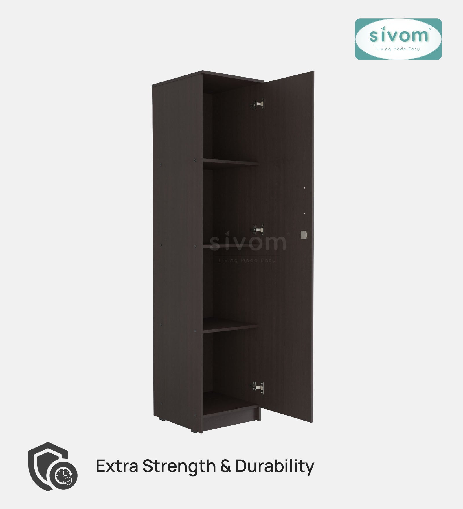 Sivom SIVOM Oliver Multipurpose 1 Door Wardrobe / Spacious 4 Shelves Engineered Wood 1 Door Wardrobe for Modern Homes | Elegant Design & Premium Finish