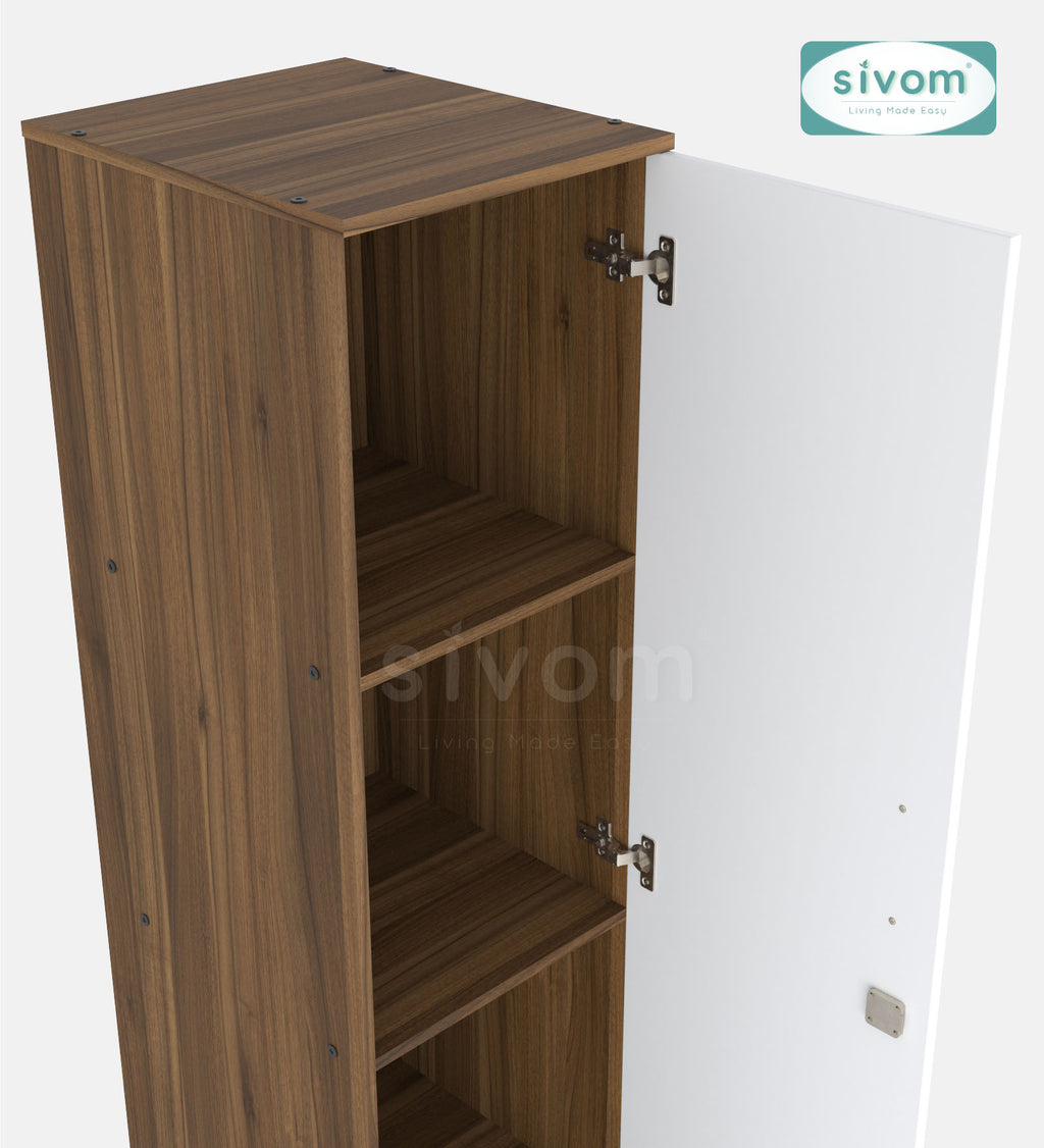 Sivom SIVOM Oliver Multipurpose 1 Door Wardrobe / Spacious 4 Shelves Engineered Wood 1 Door Wardrobe for Modern Homes | Elegant Design & Premium Finish