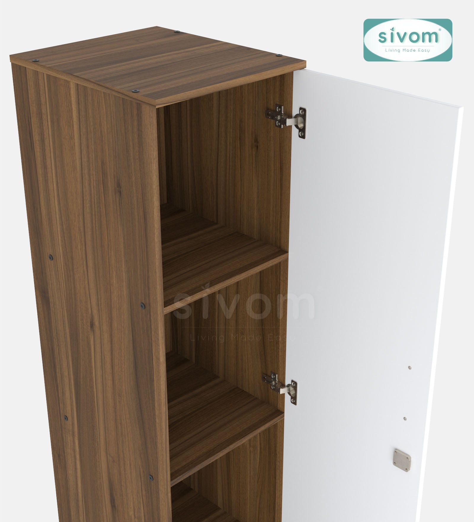Sivom SIVOM Oliver Multipurpose 1 Door Wardrobe / Spacious 4 Shelves Engineered Wood 1 Door Wardrobe for Modern Homes | Elegant Design & Premium Finish