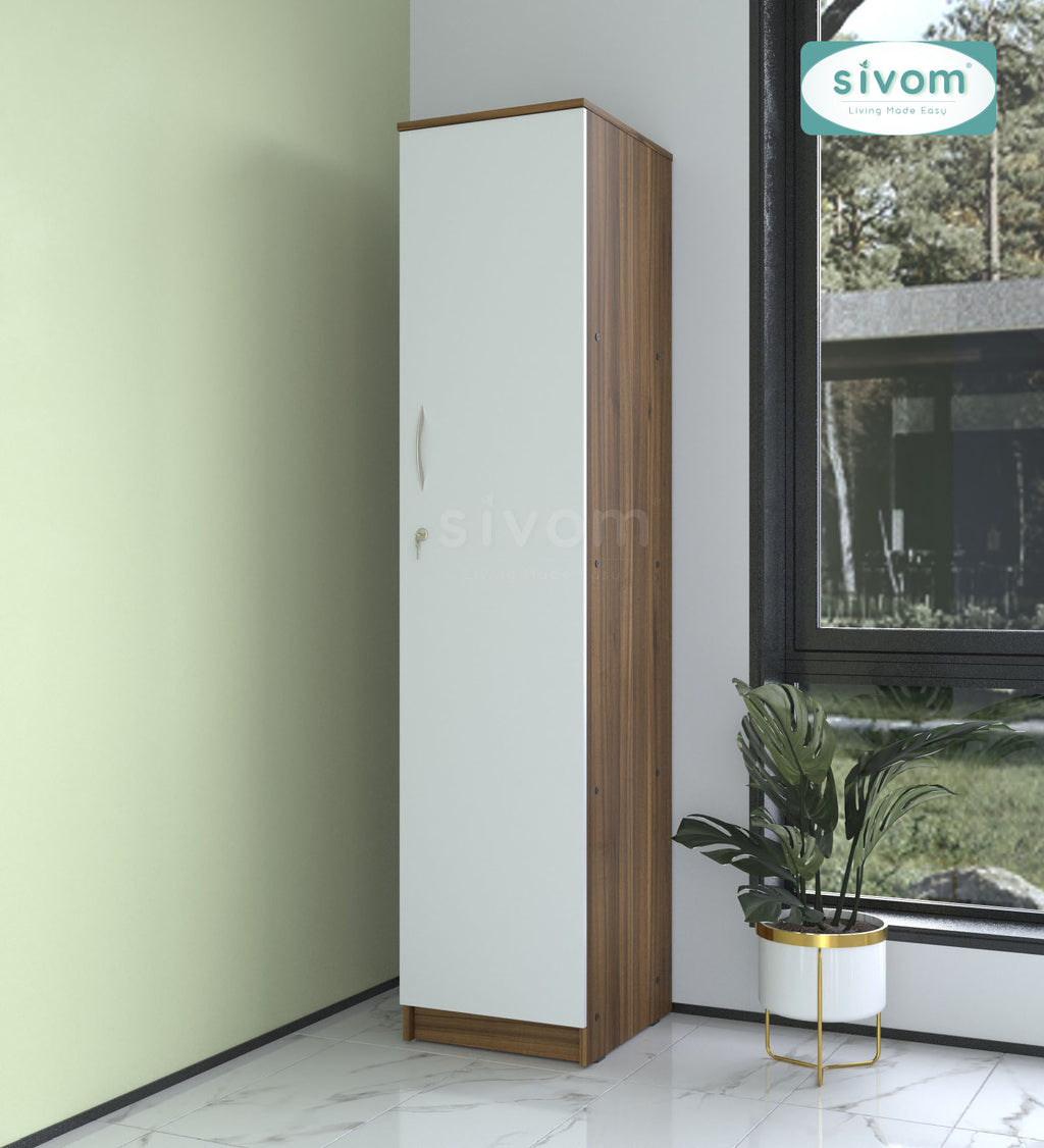 Sivom SIVOM Oliver Multipurpose 1 Door Wardrobe / Spacious 4 Shelves Engineered Wood 1 Door Wardrobe for Modern Homes | Elegant Design & Premium Finish