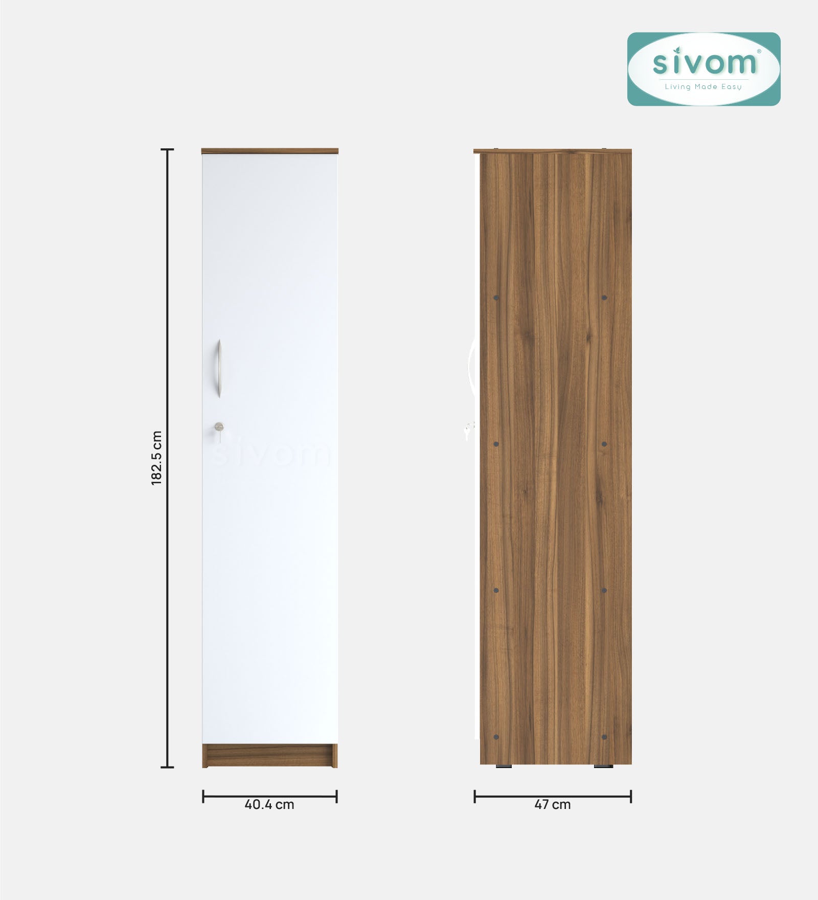 Sivom SIVOM Oliver Multipurpose 1 Door Wardrobe / Spacious 4 Shelves Engineered Wood 1 Door Wardrobe for Modern Homes | Elegant Design & Premium Finish