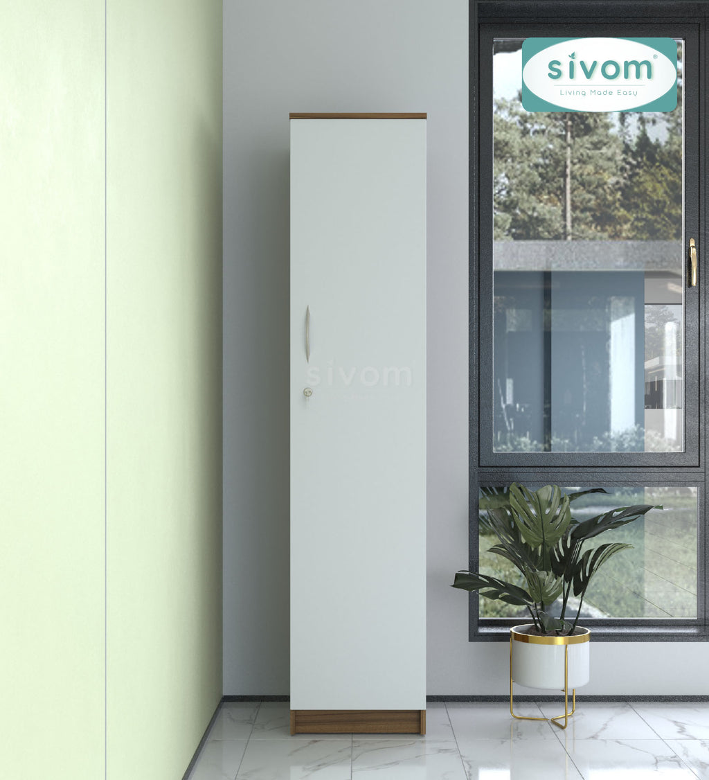 Sivom SIVOM Oliver Multipurpose 1 Door Wardrobe / Spacious 4 Shelves Engineered Wood 1 Door Wardrobe for Modern Homes | Elegant Design & Premium Finish