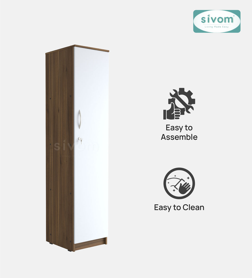 Sivom SIVOM Oliver Multipurpose 1 Door Wardrobe / Spacious 4 Shelves Engineered Wood 1 Door Wardrobe for Modern Homes | Elegant Design & Premium Finish