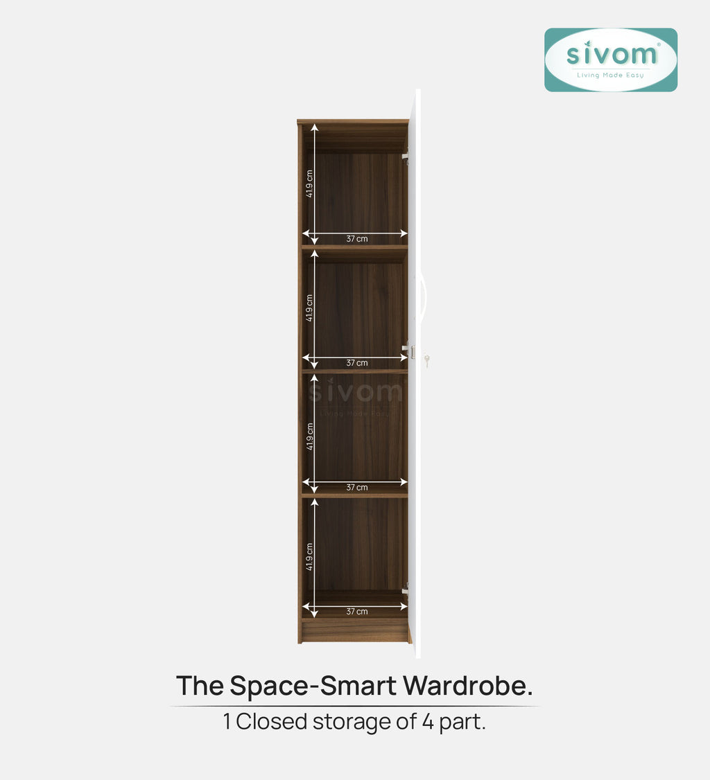 Sivom SIVOM Oliver Multipurpose 1 Door Wardrobe / Spacious 4 Shelves Engineered Wood 1 Door Wardrobe for Modern Homes | Elegant Design & Premium Finish