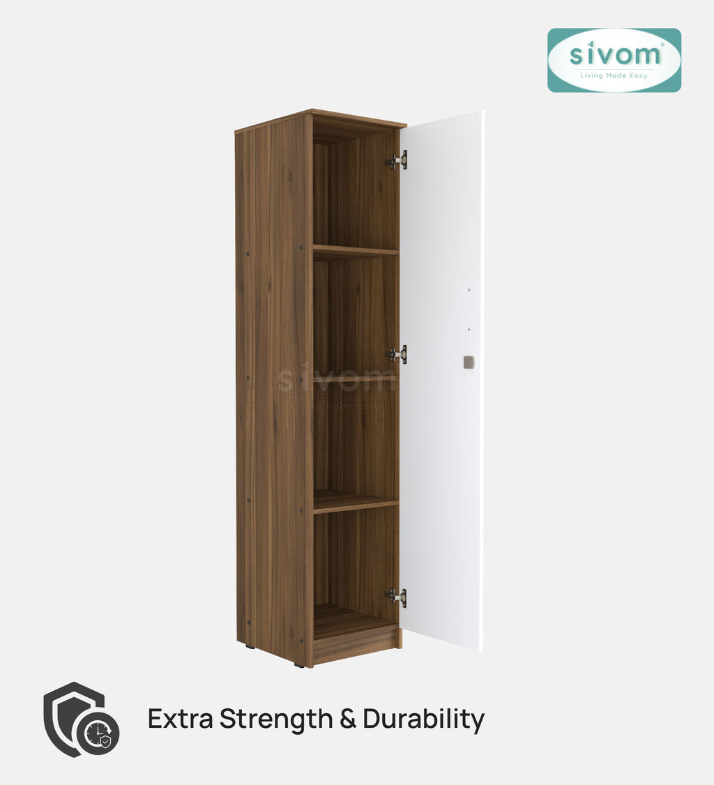 Sivom SIVOM Oliver Multipurpose 1 Door Wardrobe / Spacious 4 Shelves Engineered Wood 1 Door Wardrobe for Modern Homes | Elegant Design & Premium Finish