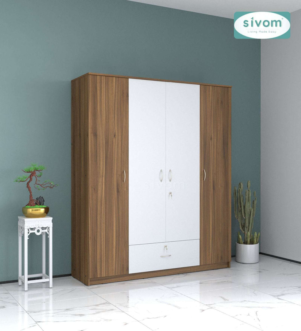 Sivom furniture SIVOM Oranch Multipurpose 4 Door Closet Engineered Wood 4 Door Wardrobe for Modern Homes | Elegant Design & Premium Finish