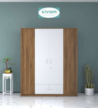 Sivom furniture SIVOM Oranch Multipurpose 4 Door Closet Engineered Wood 4 Door Wardrobe for Modern Homes | Elegant Design & Premium Finish