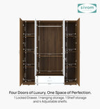 Sivom furniture SIVOM Oranch Multipurpose 4 Door Closet Engineered Wood 4 Door Wardrobe for Modern Homes | Elegant Design & Premium Finish