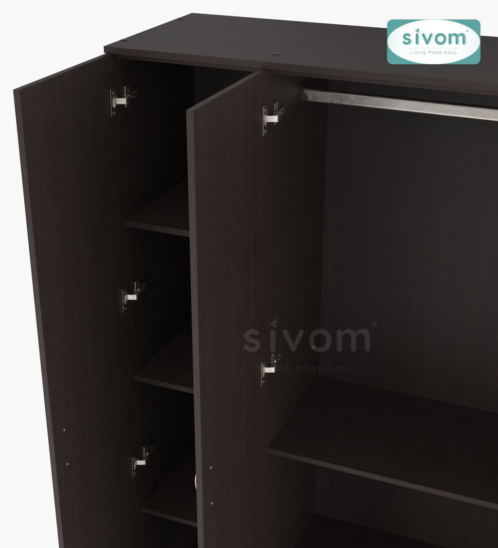 Sivom furniture SIVOM Oranch Multipurpose 4 Door Closet Engineered Wood 4 Door Wardrobe for Modern Homes | Elegant Design & Premium Finish
