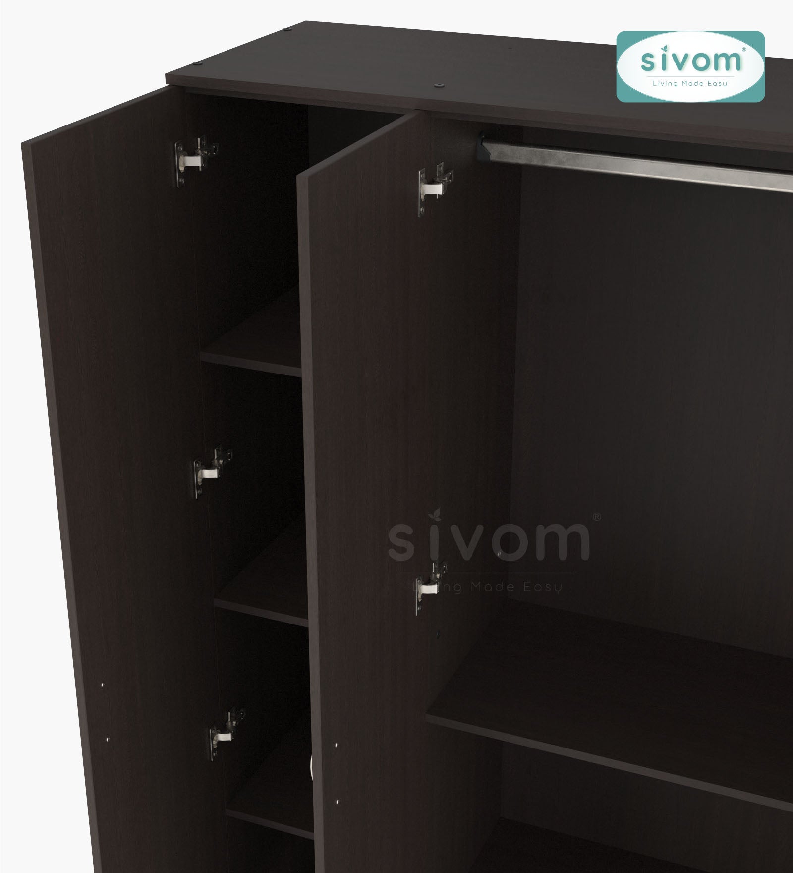 Sivom furniture SIVOM Oranch Multipurpose 4 Door Closet Engineered Wood 4 Door Wardrobe for Modern Homes | Elegant Design & Premium Finish