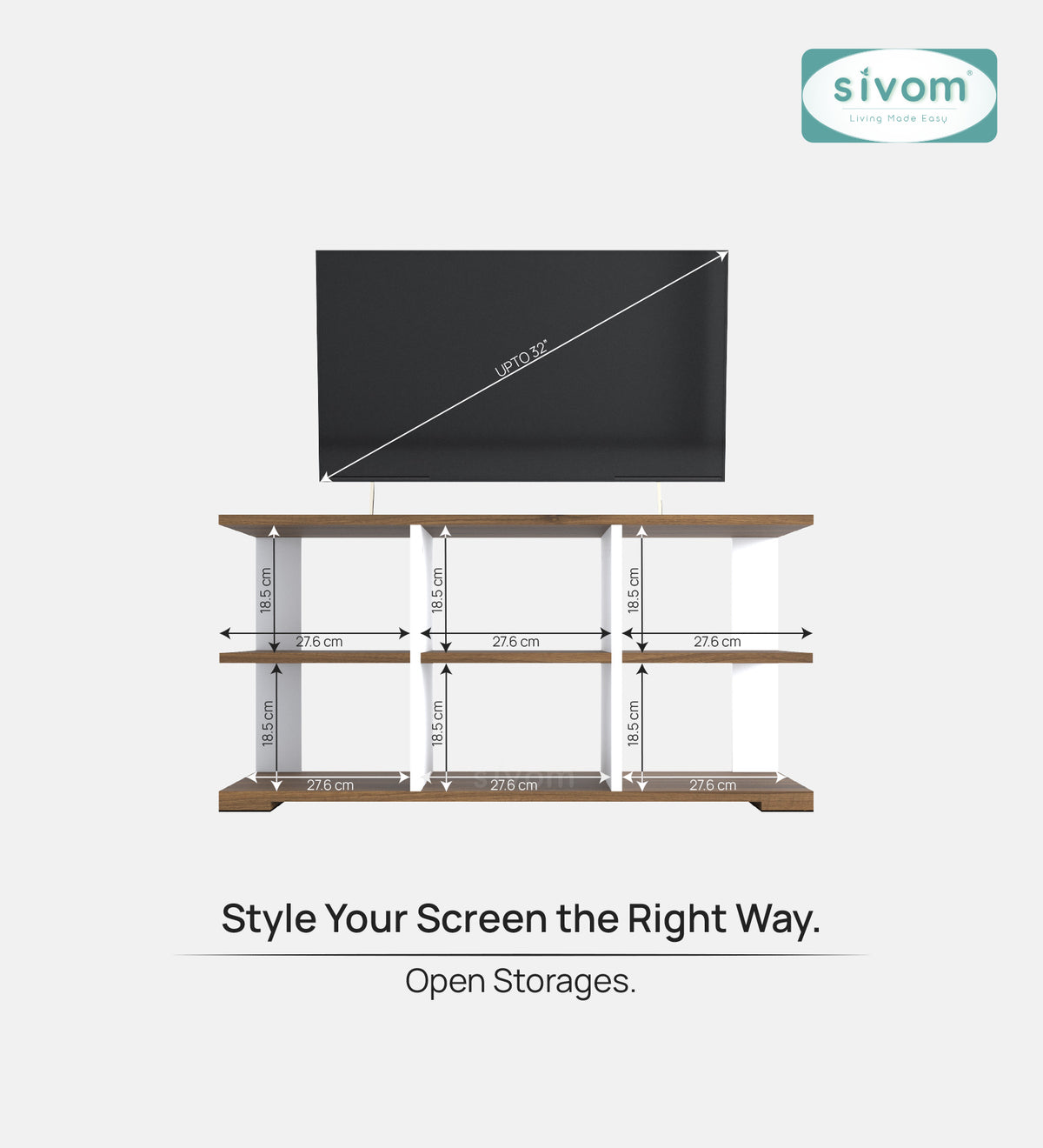 Sivom furniture SIVOM Orbit Multipurpose TV Unit fits upto 43 inch with Storage Engineered Wood TV Entertainment Unit for Modern Homes | Elegant Design & Premium Finish