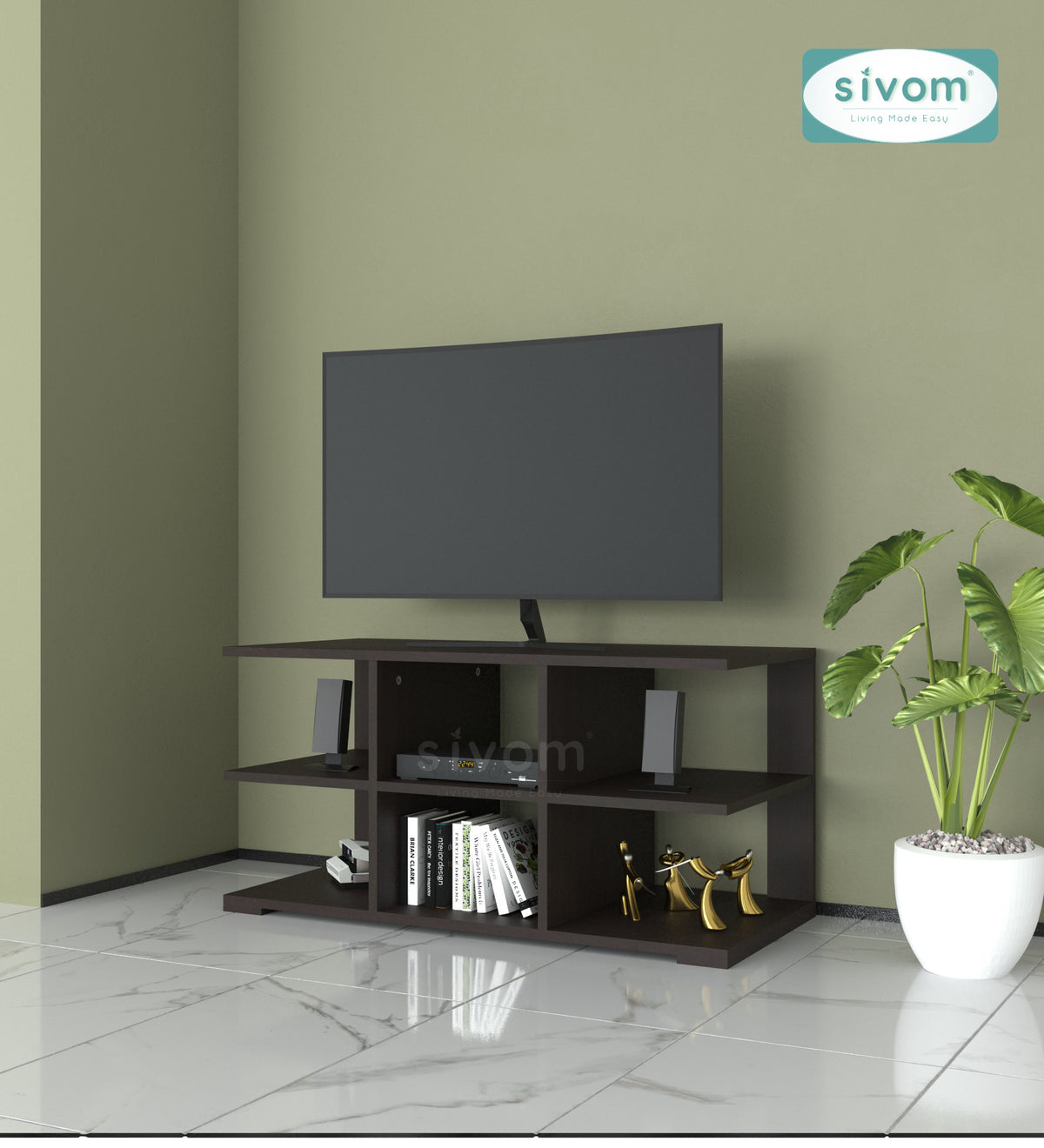 Sivom furniture SIVOM Orbit Multipurpose TV Unit fits upto 43 inch with Storage Engineered Wood TV Entertainment Unit for Modern Homes | Elegant Design & Premium Finish
