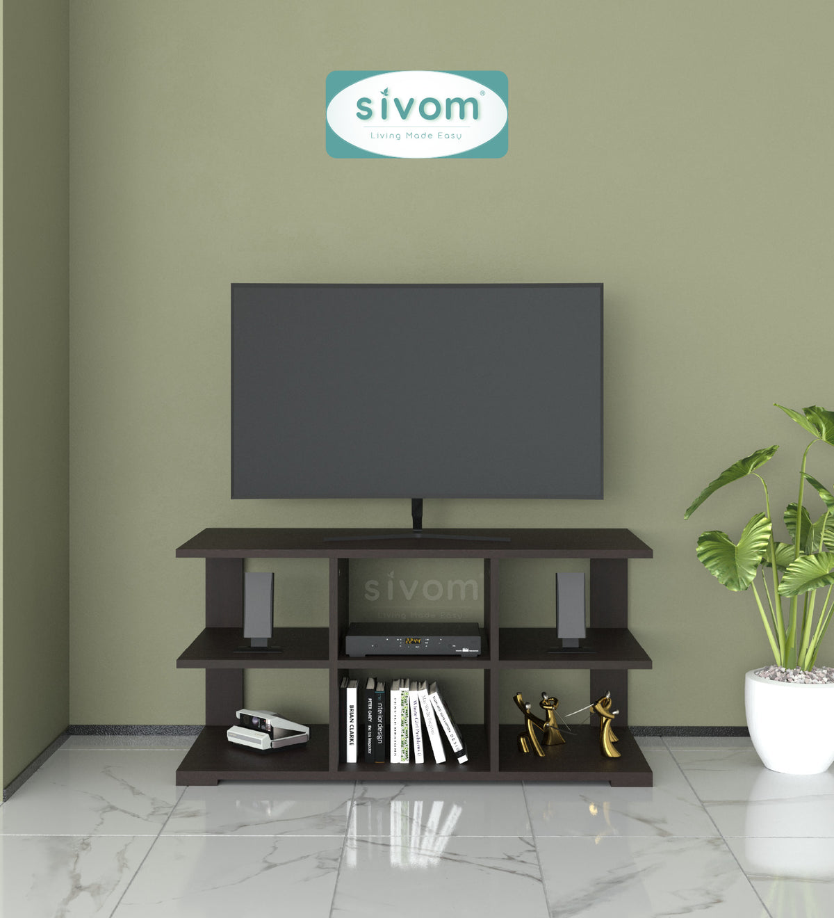 Sivom furniture SIVOM Orbit Multipurpose TV Unit fits upto 43 inch with Storage Engineered Wood TV Entertainment Unit for Modern Homes | Elegant Design & Premium Finish