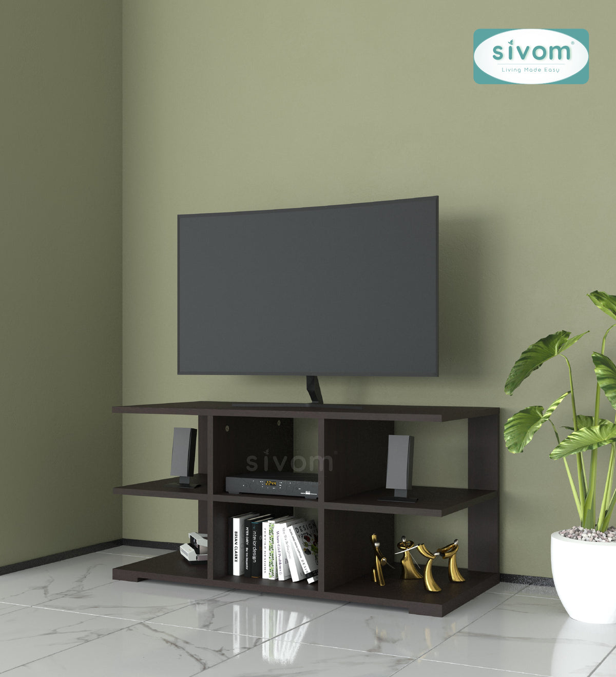 Sivom furniture SIVOM Orbit Multipurpose TV Unit fits upto 43 inch with Storage Engineered Wood TV Entertainment Unit for Modern Homes | Elegant Design & Premium Finish