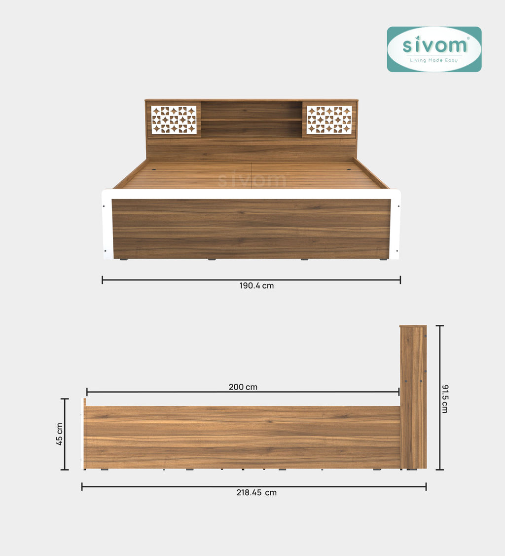 Sivom SIVOM Orient Modular Box Bed with Storage Engineered Wood King Box Bed for Modern Homes | Elegant Design & Premium Finish