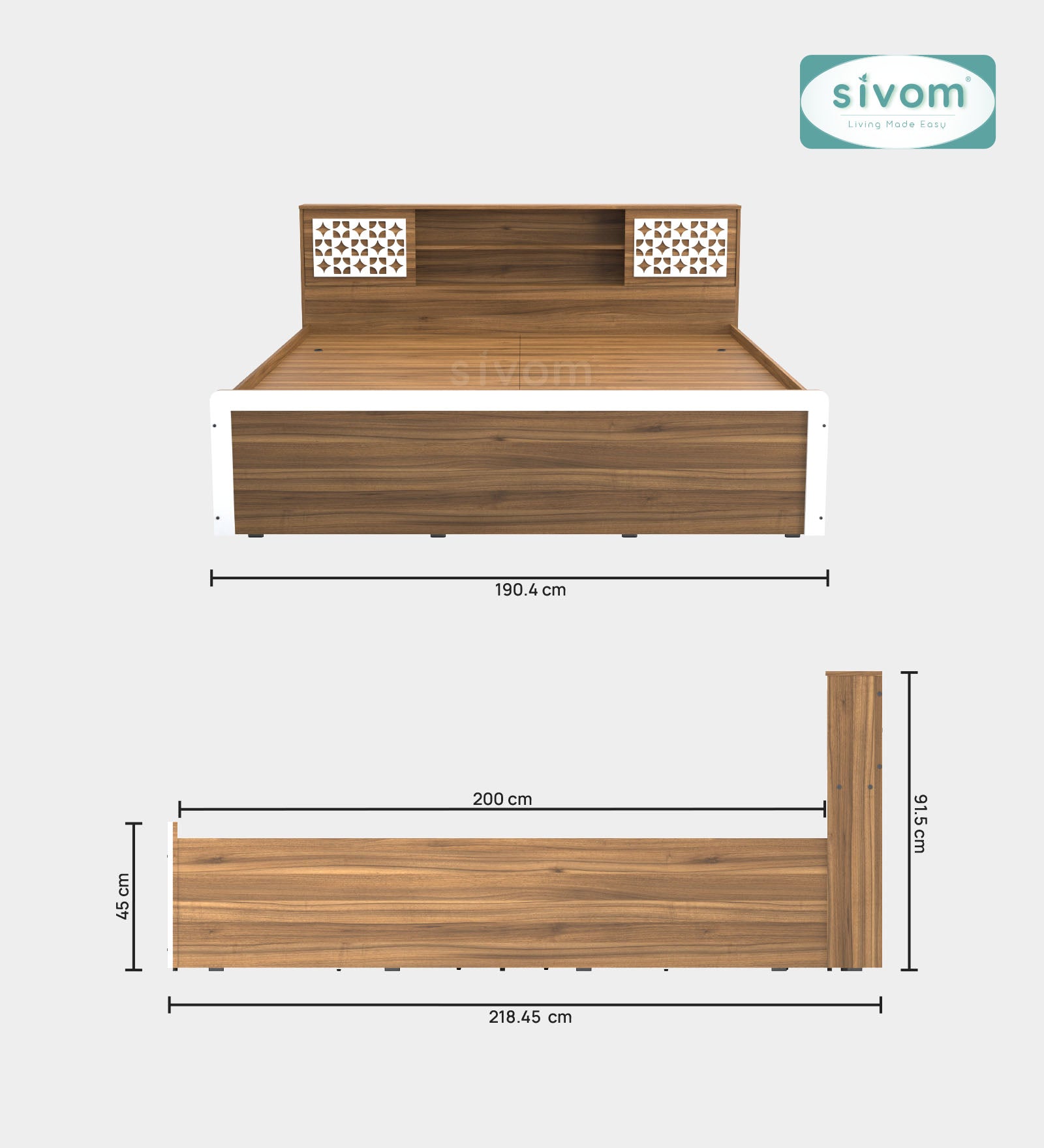 Sivom SIVOM Orient Modular Box Bed with Storage Engineered Wood King Box Bed for Modern Homes | Elegant Design & Premium Finish
