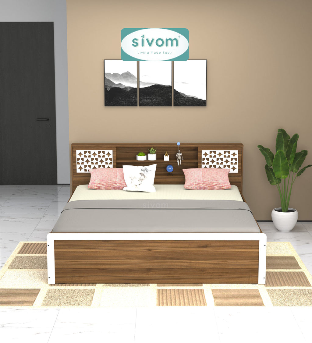 Sivom SIVOM Orient Modular Box Bed with Storage Engineered Wood King Box Bed for Modern Homes | Elegant Design & Premium Finish