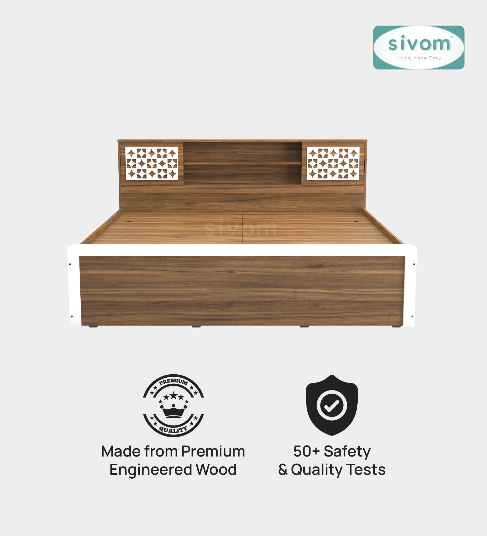 Sivom SIVOM Orient Modular Box Bed with Storage Engineered Wood King Box Bed for Modern Homes | Elegant Design & Premium Finish