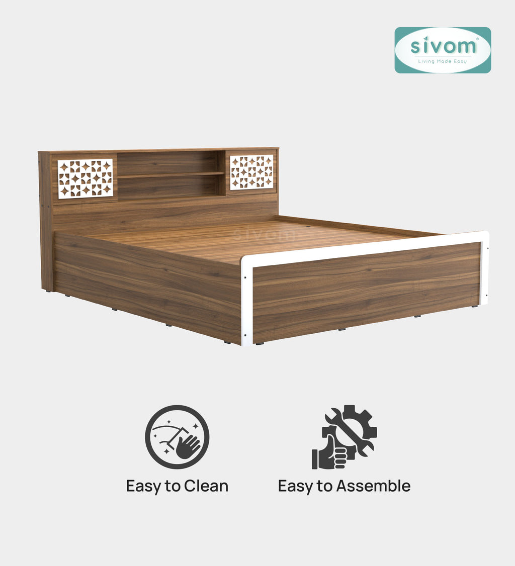 Sivom SIVOM Orient Modular Box Bed with Storage Engineered Wood King Box Bed for Modern Homes | Elegant Design & Premium Finish
