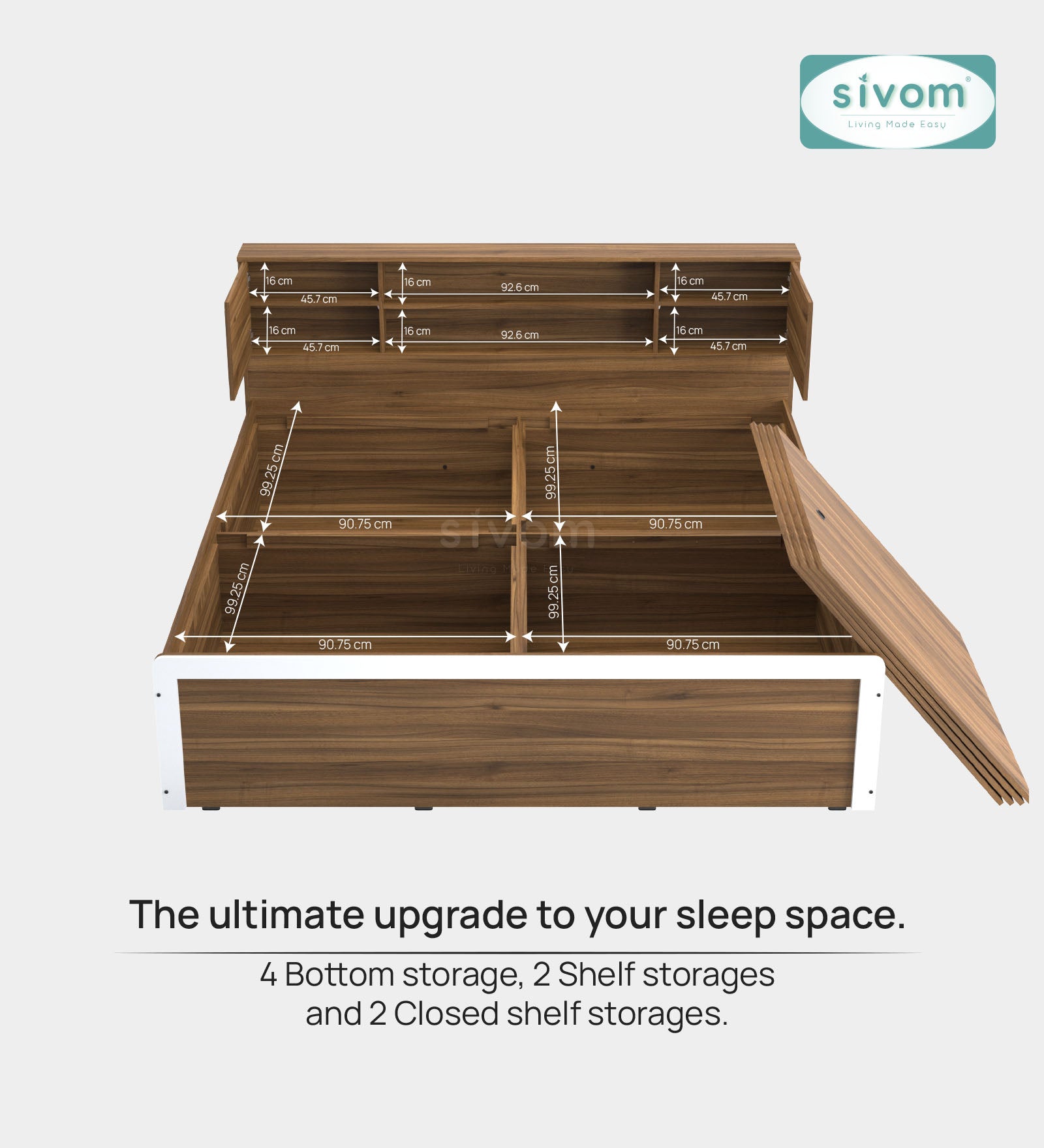 Sivom SIVOM Orient Modular Box Bed with Storage Engineered Wood King Box Bed for Modern Homes | Elegant Design & Premium Finish