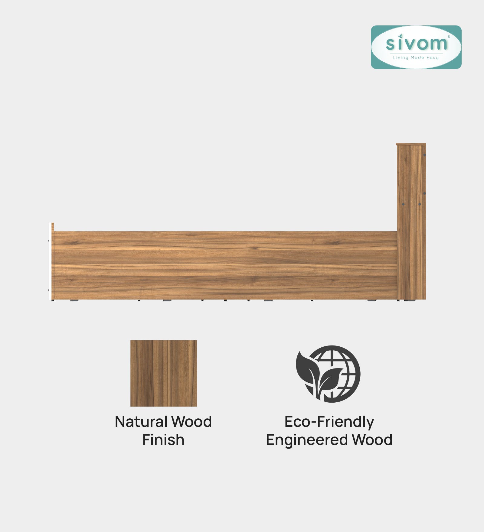 Sivom SIVOM Orient Modular Box Bed with Storage Engineered Wood King Box Bed for Modern Homes | Elegant Design & Premium Finish