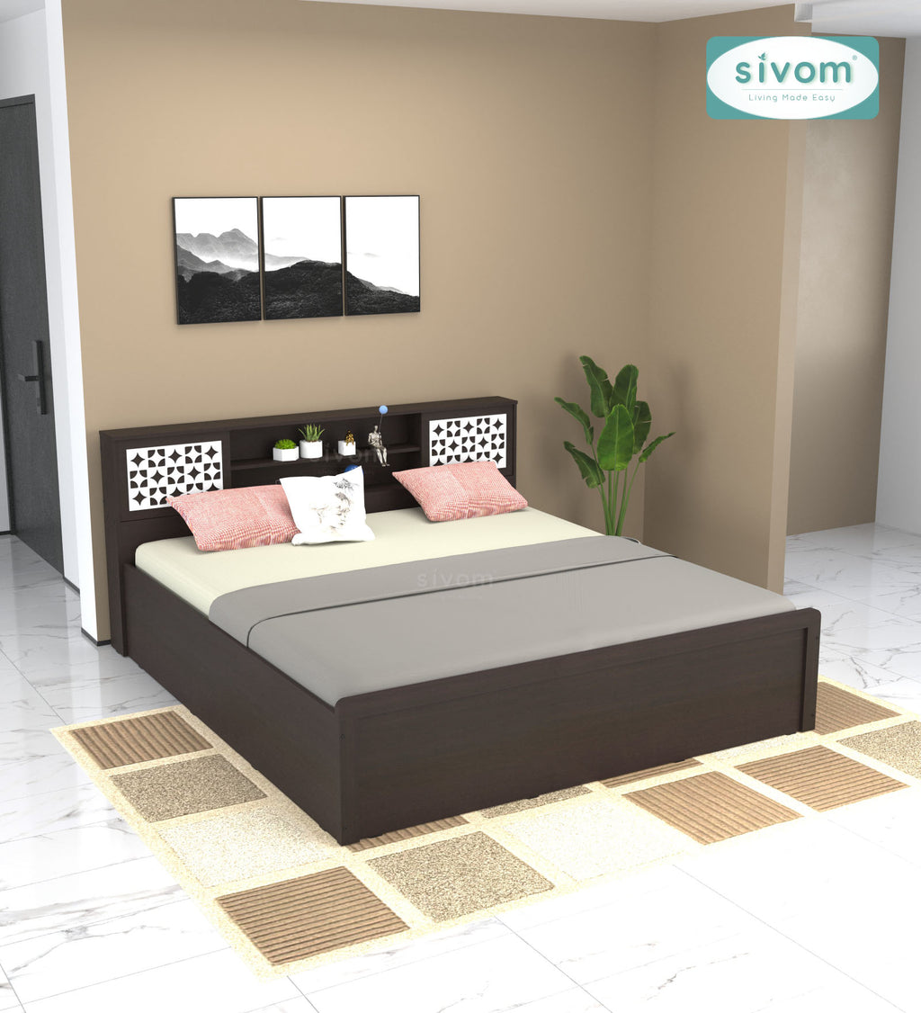 Sivom SIVOM Orient Modular Box Bed with Storage Engineered Wood King Box Bed for Modern Homes | Elegant Design & Premium Finish