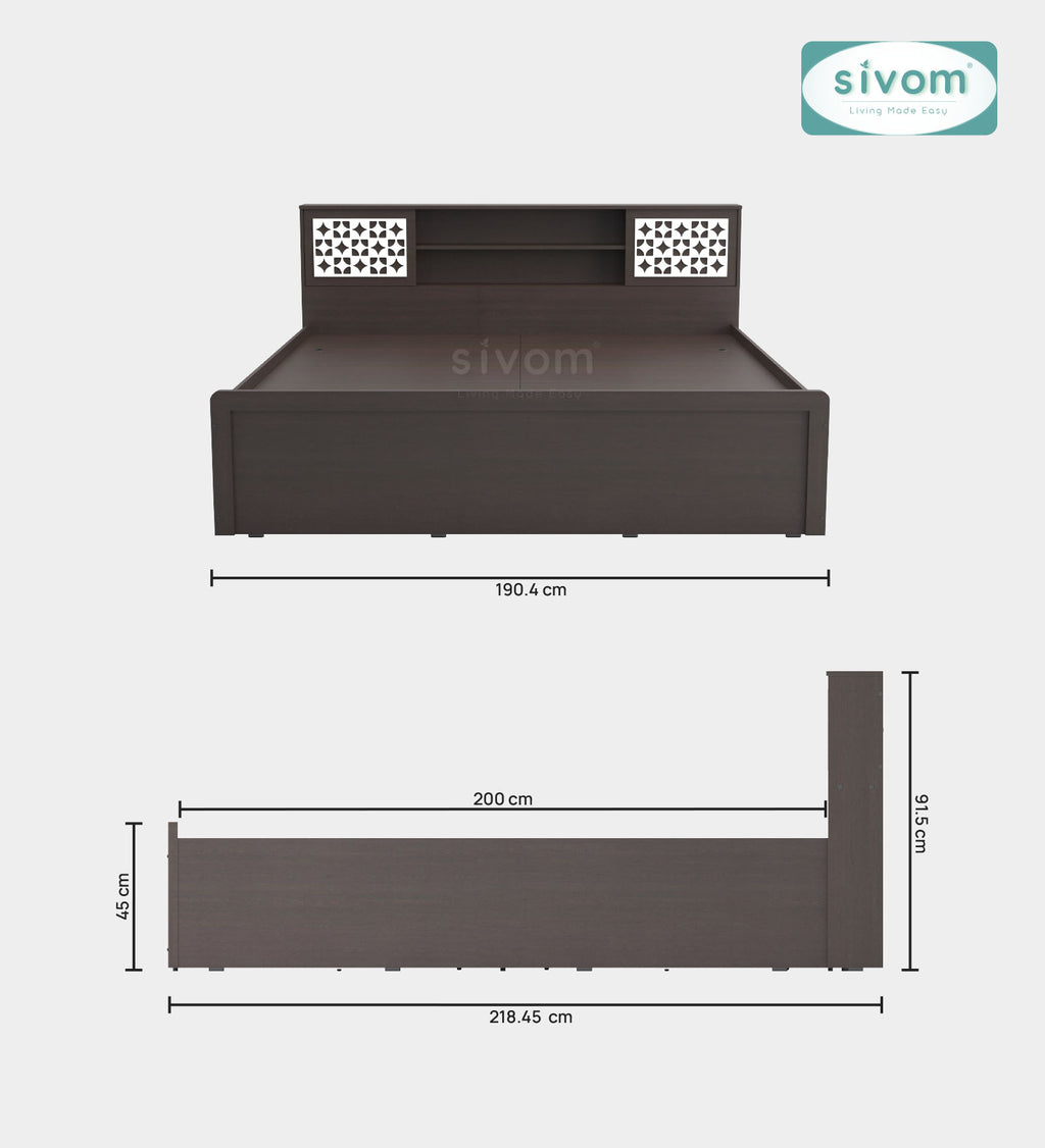 Sivom SIVOM Orient Modular Box Bed with Storage Engineered Wood King Box Bed for Modern Homes | Elegant Design & Premium Finish