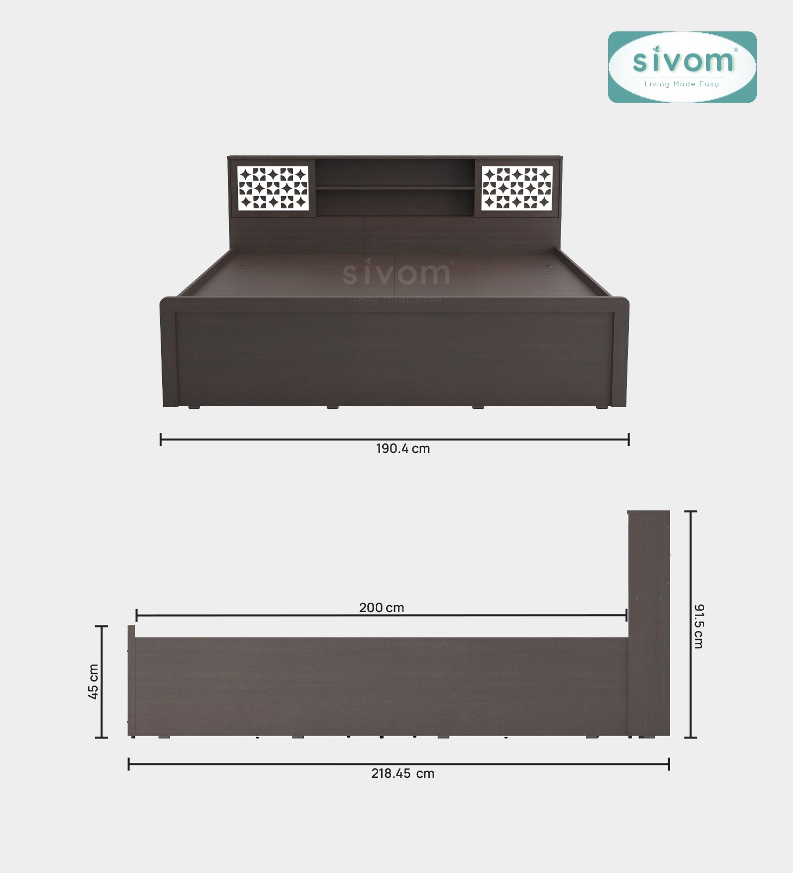 Sivom SIVOM Orient Modular Box Bed with Storage Engineered Wood King Box Bed for Modern Homes | Elegant Design & Premium Finish