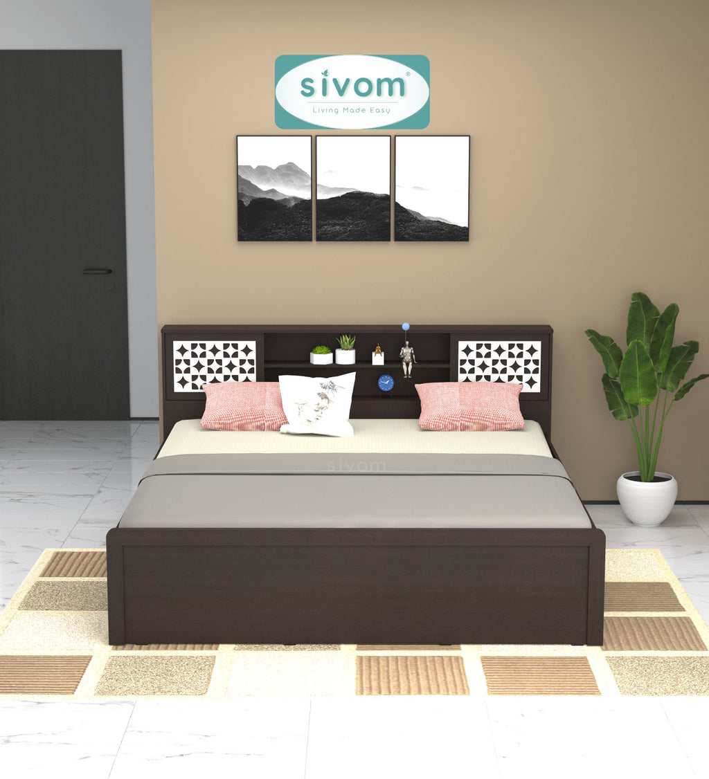 Sivom SIVOM Orient Modular Box Bed with Storage Engineered Wood King Box Bed for Modern Homes | Elegant Design & Premium Finish