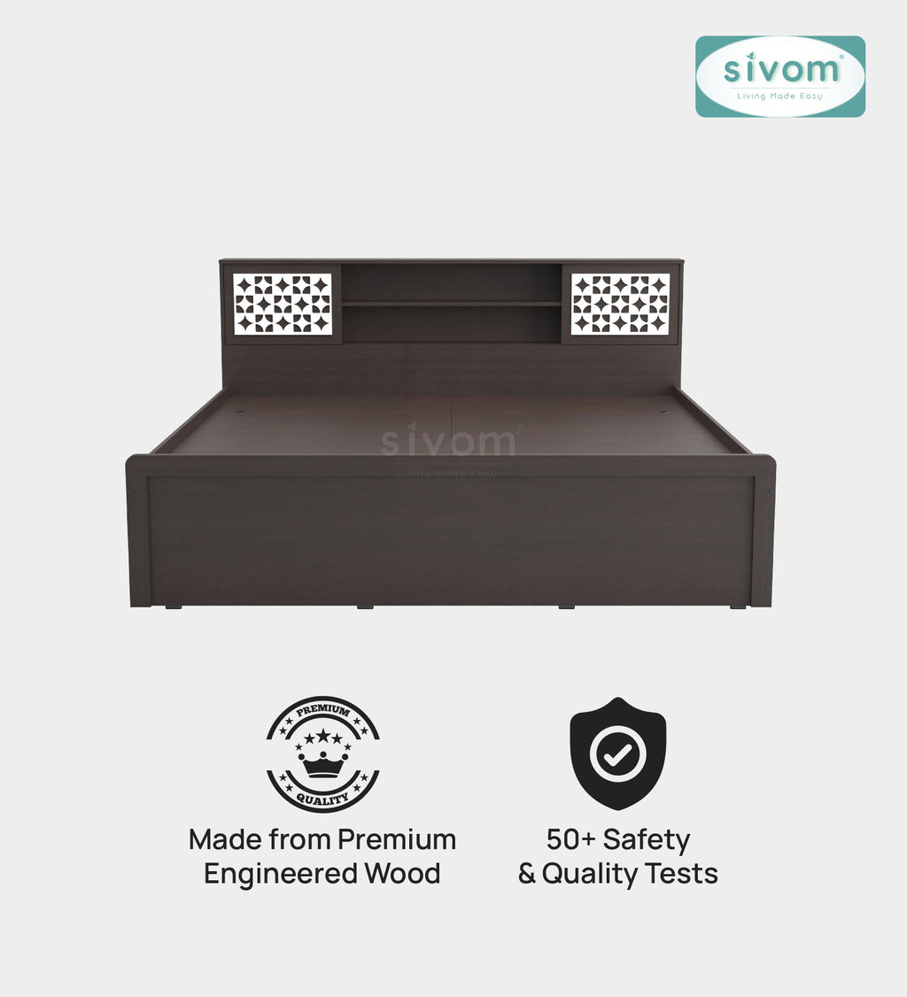 Sivom SIVOM Orient Modular Box Bed with Storage Engineered Wood King Box Bed for Modern Homes | Elegant Design & Premium Finish