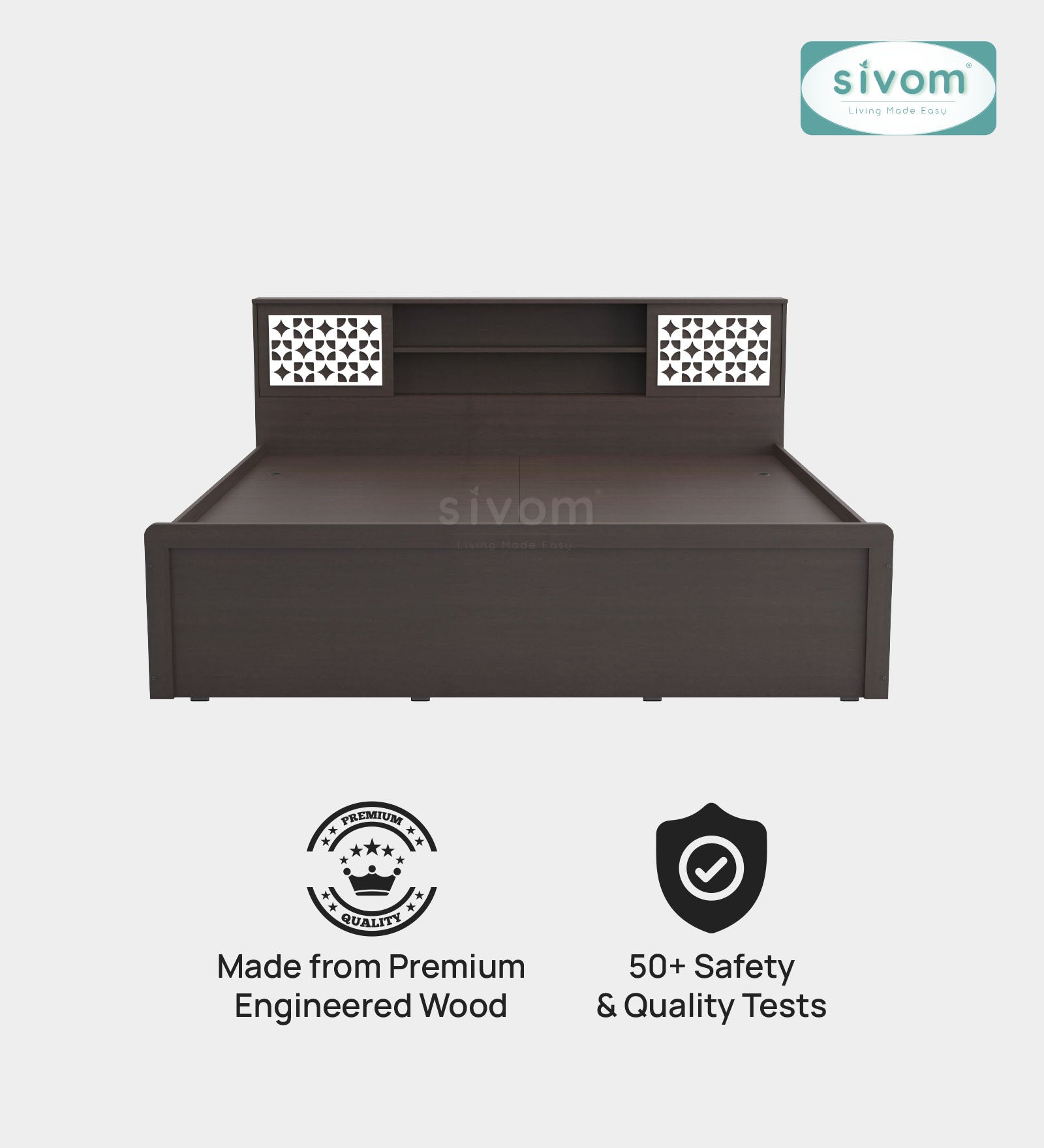 Sivom SIVOM Orient Modular Box Bed with Storage Engineered Wood King Box Bed for Modern Homes | Elegant Design & Premium Finish